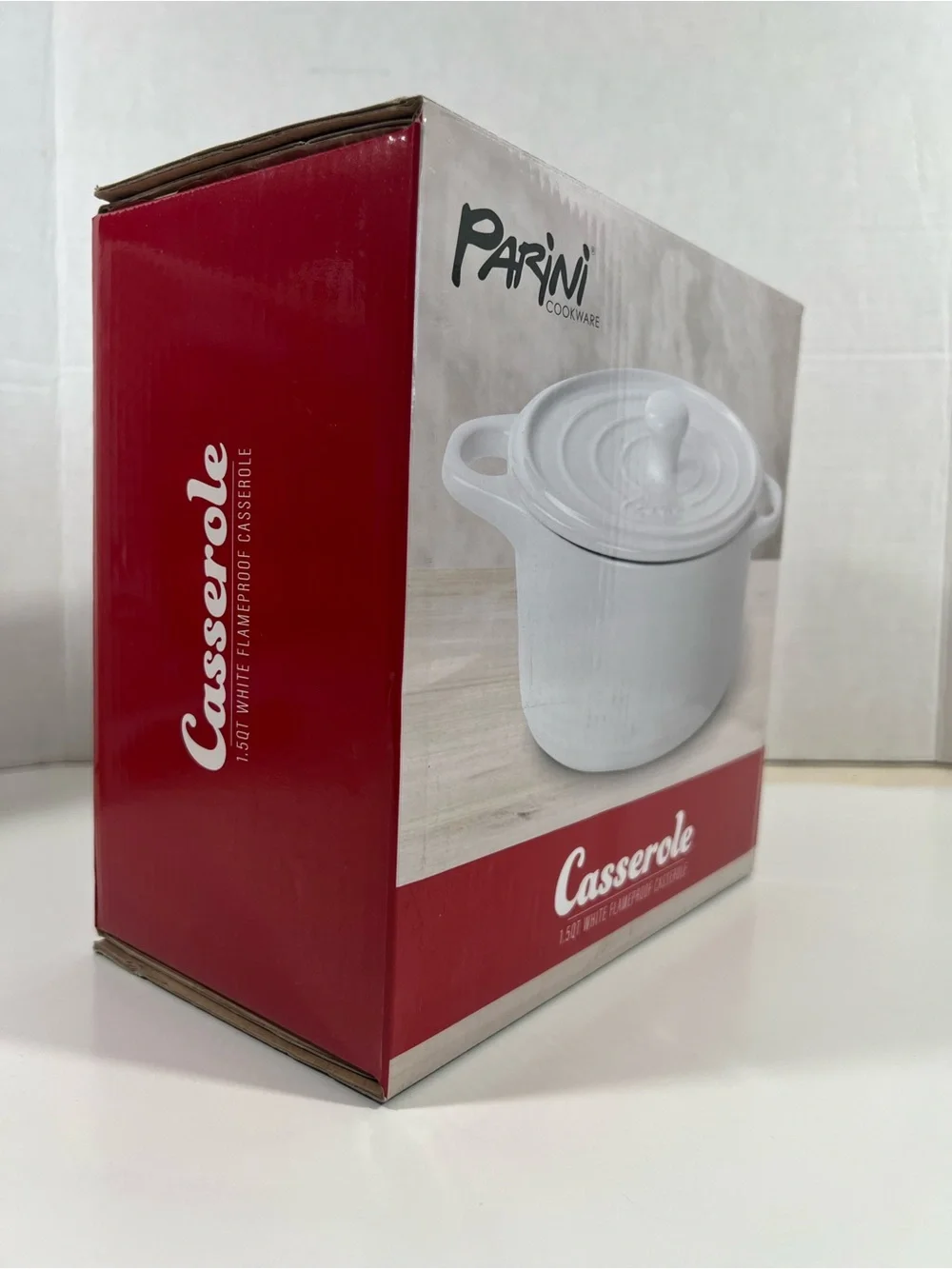 Parini Cookware Casserole 1.5 QT White Flameproof Casserole!
